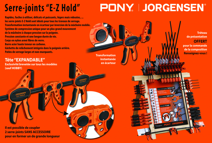 Serre-joint en C de 1 po par Pony 2600, revêtement thermolaqué orange 2610